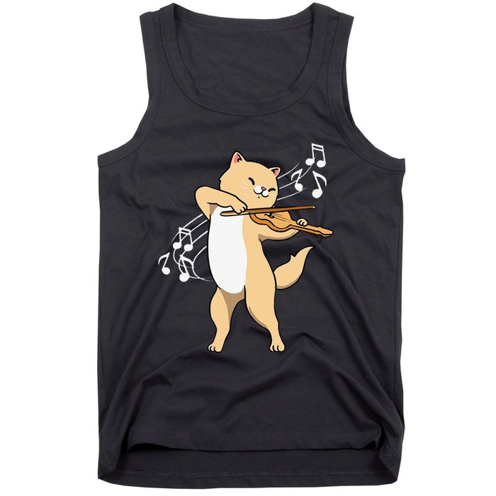 Funny Cat Playing Violin Giftt Cool Violinist Gift Tank Top