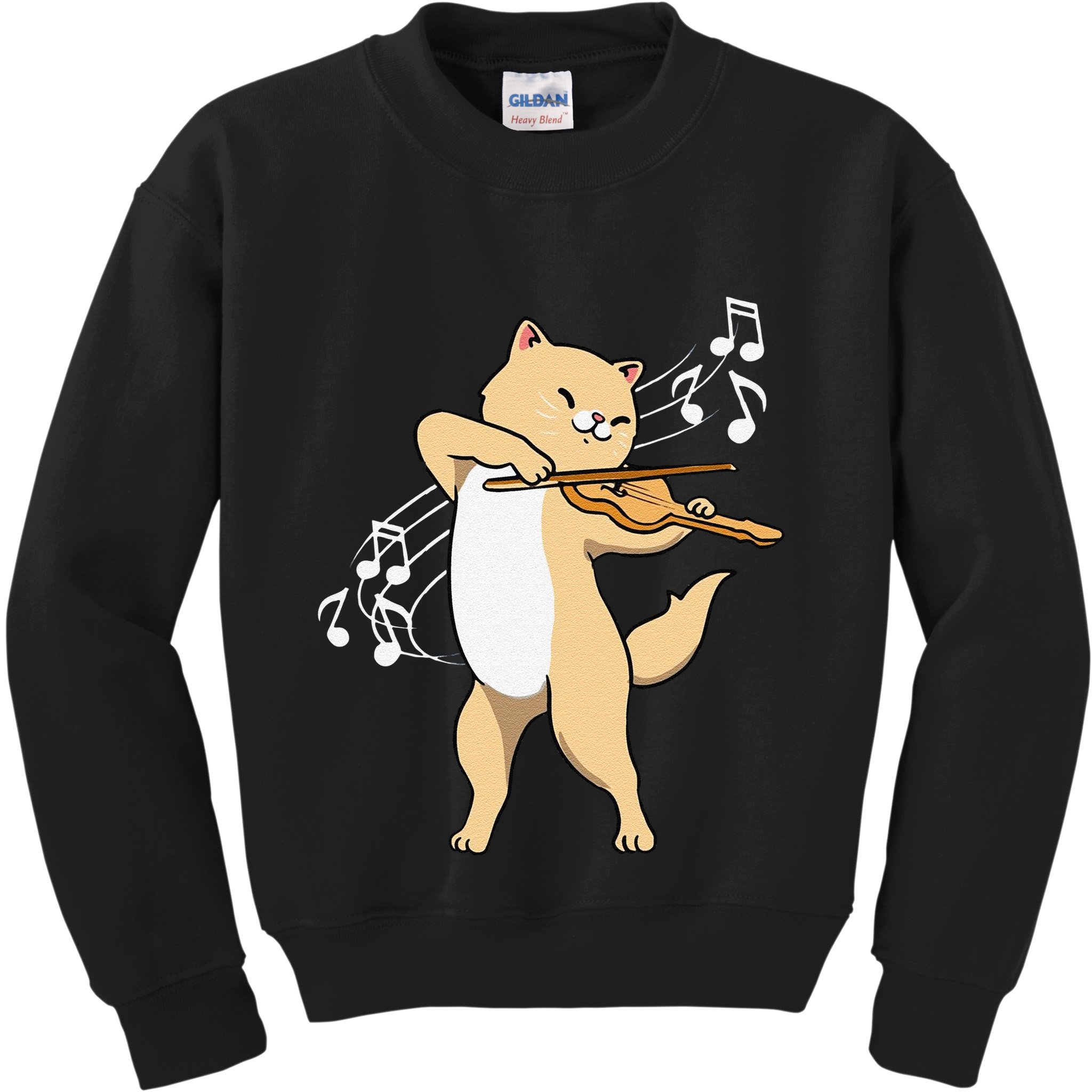 Funny Cat Playing Violin Giftt Cool Violinist Gift Kids Sweatshirt