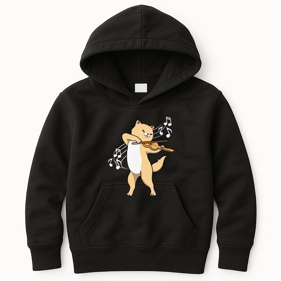 Funny Cat Playing Violin Giftt Cool Violinist Gift Kids Hoodie