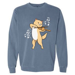 Funny Cat Playing Violin Giftt Cool Violinist Gift Garment-Dyed Sweatshirt