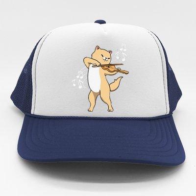 Funny Cat Playing Violin Giftt Cool Violinist Gift Trucker Hat