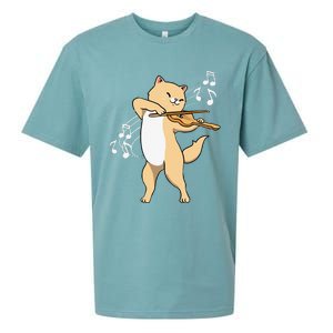 Funny Cat Playing Violin Giftt Cool Violinist Gift Sueded Cloud Jersey T-Shirt