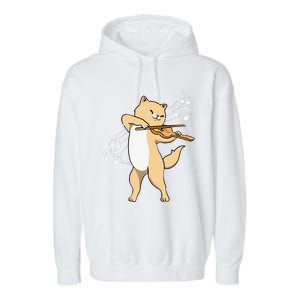 Funny Cat Playing Violin Giftt Cool Violinist Gift Garment-Dyed Fleece Hoodie