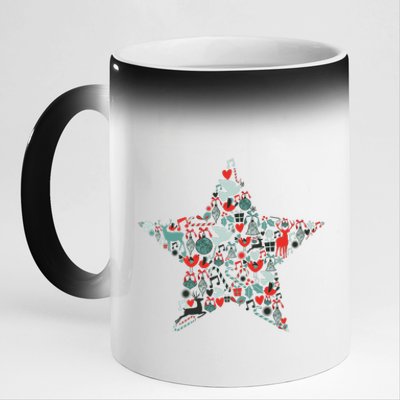 Festive Christmas Pattern Star 11oz Black Color Changing Mug