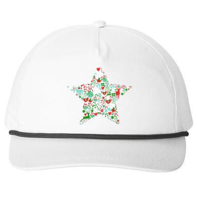 Festive Christmas Pattern Star Snapback Five-Panel Rope Hat