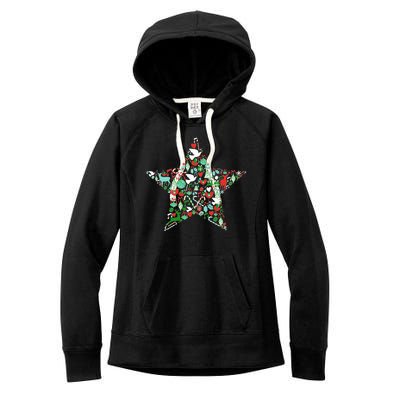 Festive Christmas Pattern Star Women's Fleece Hoodie