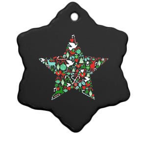 Festive Christmas Pattern Star Ceramic Star Ornament