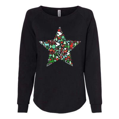 Festive Christmas Pattern Star Womens California Wash Sweatshirt