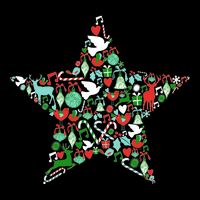 Festive Christmas Pattern Star Cropped Pullover Crew