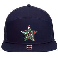 Festive Christmas Pattern Star 7 Panel Mesh Trucker Snapback Hat