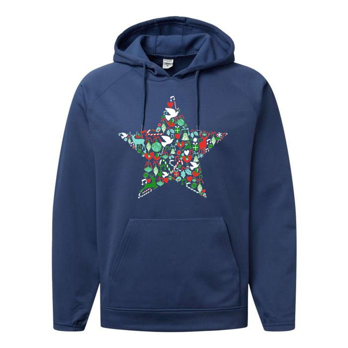 Festive Christmas Pattern Star Performance Fleece Hoodie