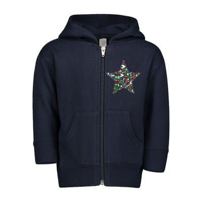 Festive Christmas Pattern Star Toddler Zip Fleece Hoodie