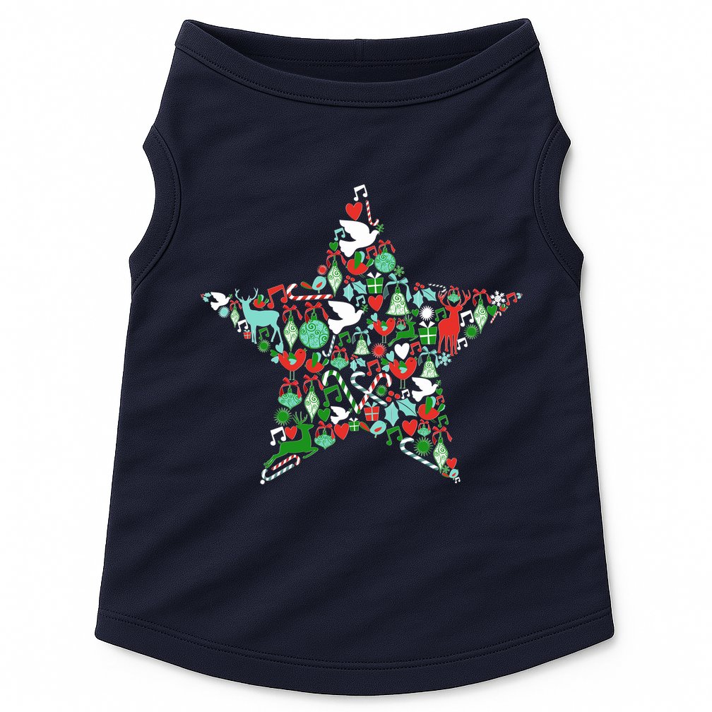 Festive Christmas Pattern Star Doggie Tank
