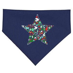 Festive Christmas Pattern Star USA-Made Doggie Bandana