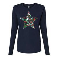 Festive Christmas Pattern Star Womens Cotton Relaxed Long Sleeve T-Shirt