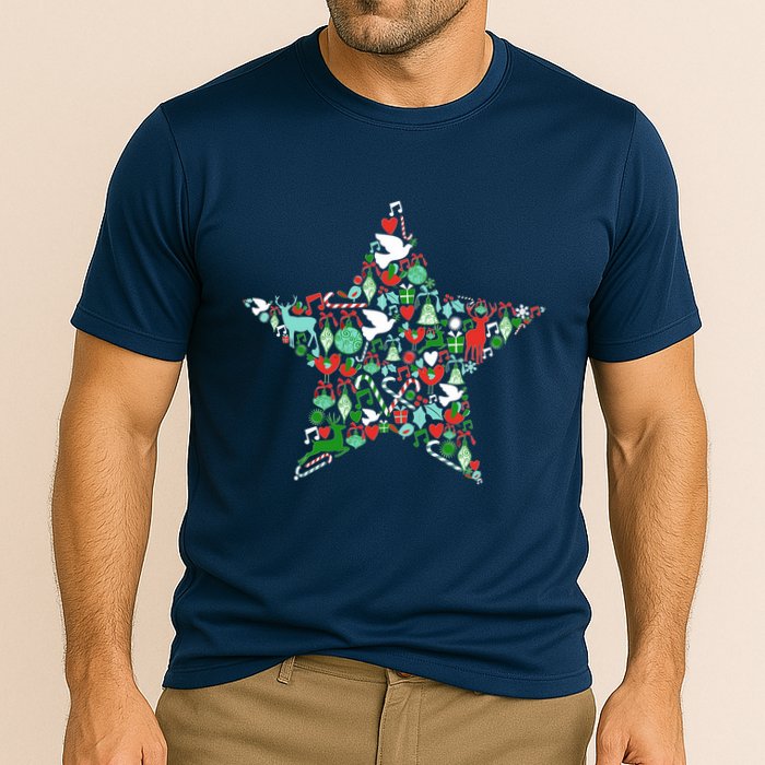 Festive Christmas Pattern Star Performance Shirt