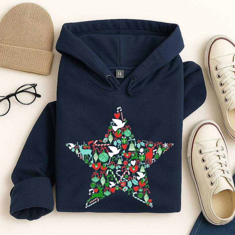 Festive Christmas Pattern Star Hoodie