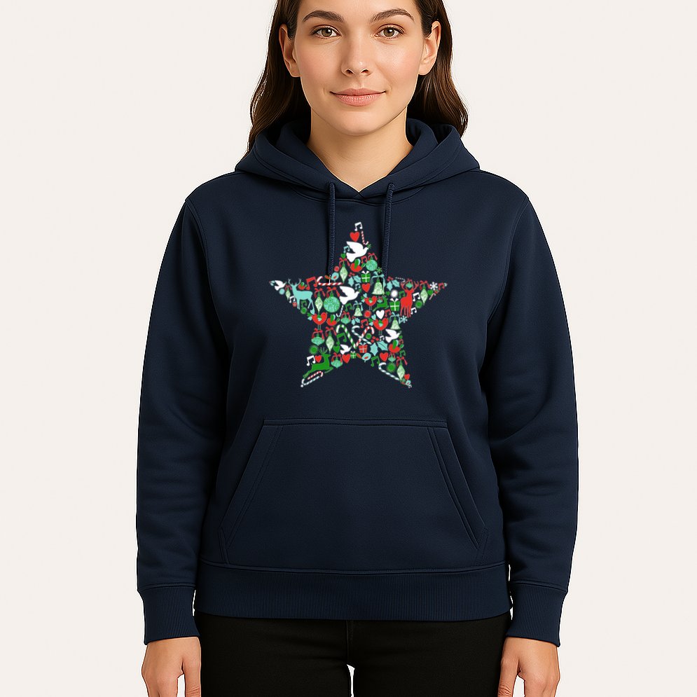 Festive Christmas Pattern Star Hoodie