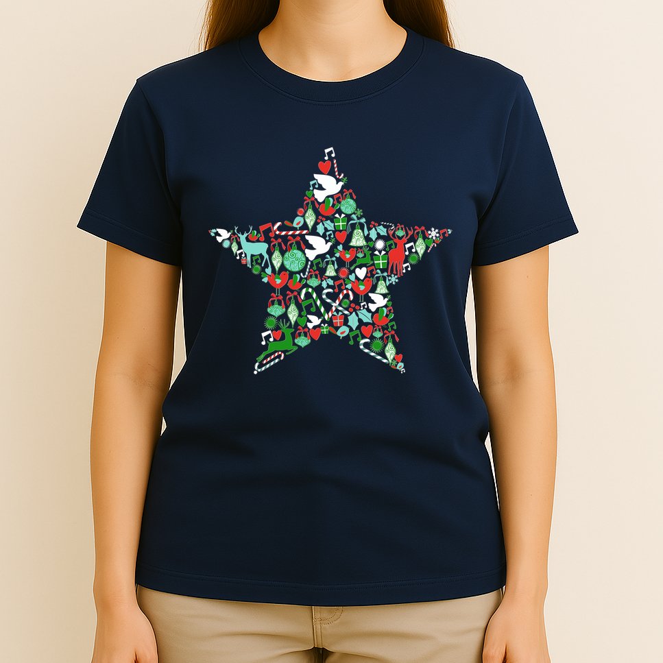 Festive Christmas Pattern Star T-Shirt