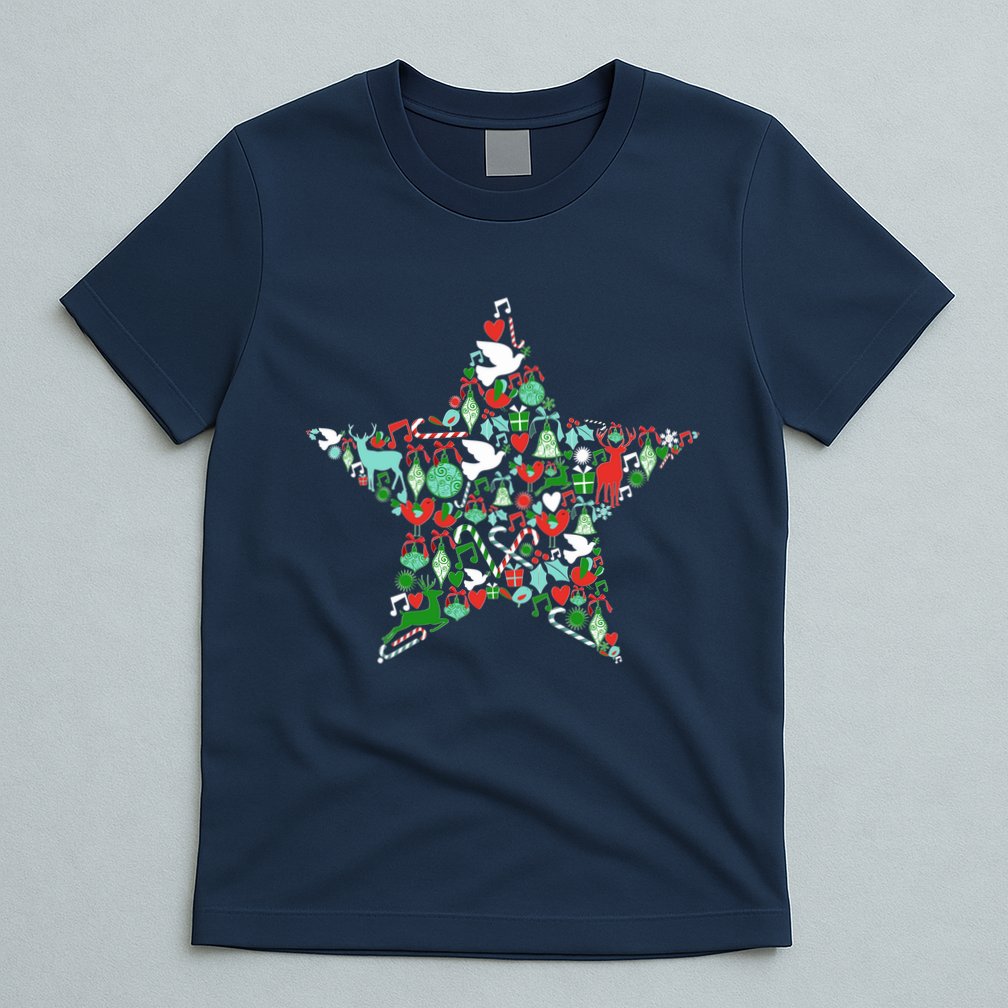 Festive Christmas Pattern Star T-Shirt