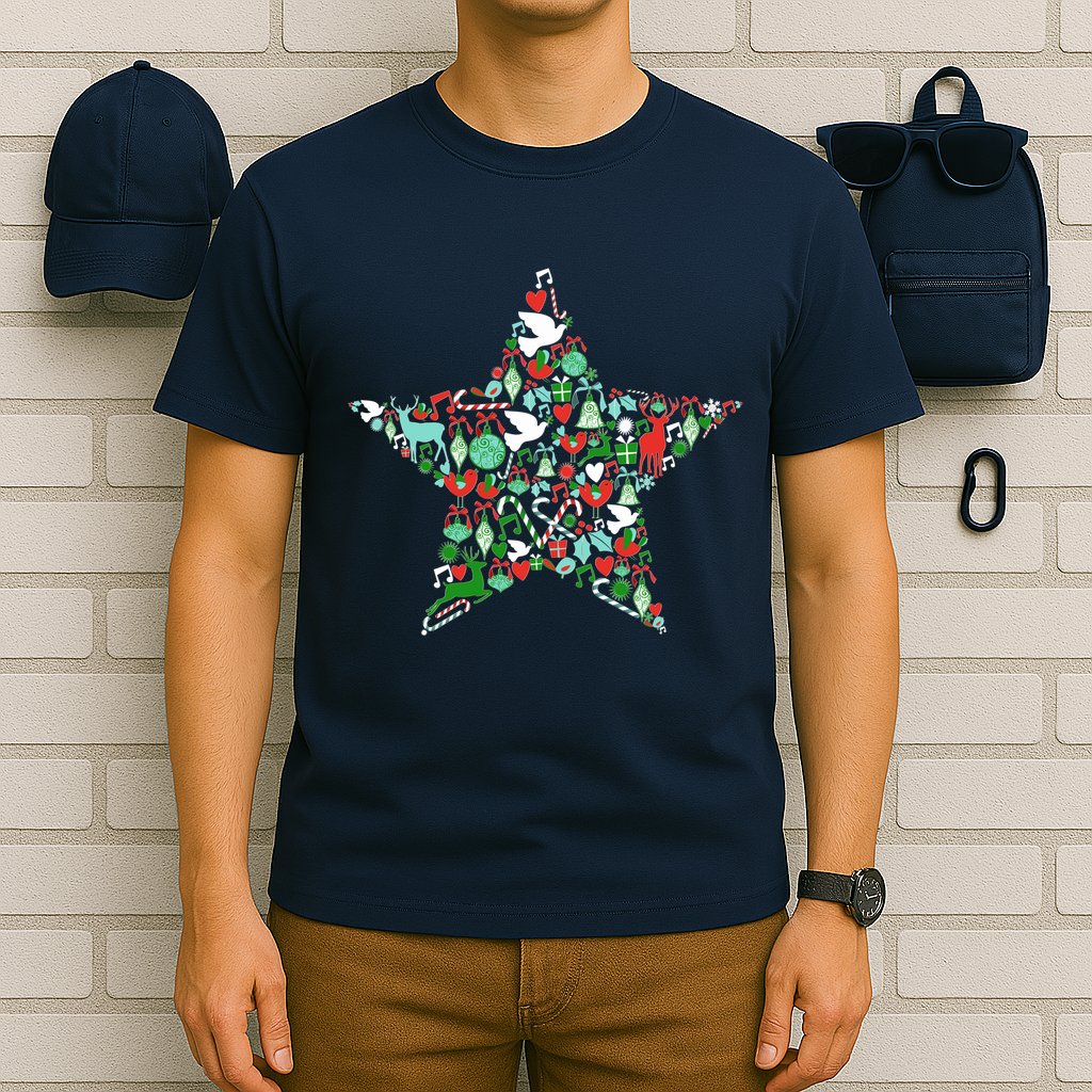 Festive Christmas Pattern Star T-Shirt