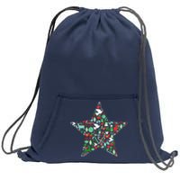 Festive Christmas Pattern Star Sweatshirt Cinch Pack Bag