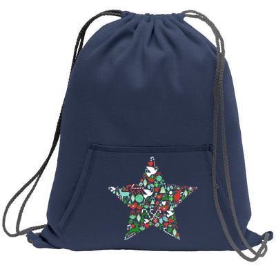 Festive Christmas Pattern Star Sweatshirt Cinch Pack Bag