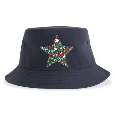 Festive Christmas Pattern Star Sustainable Bucket Hat