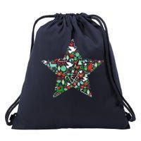 Festive Christmas Pattern Star Drawstring Bag