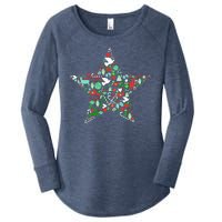 Festive Christmas Pattern Star Women's Perfect Tri Tunic Long Sleeve Shirt