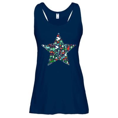 Festive Christmas Pattern Star Ladies Essential Flowy Tank