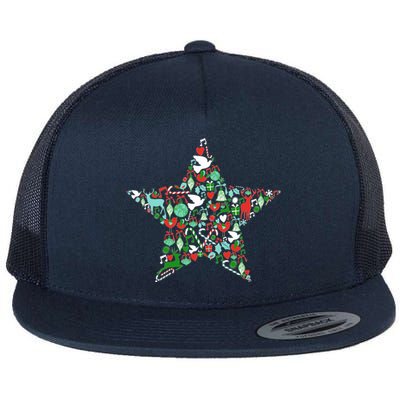 Festive Christmas Pattern Star Flat Bill Trucker Hat