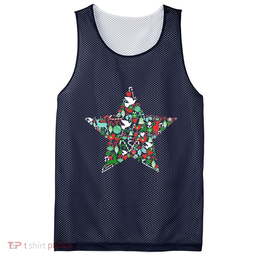 Festive Christmas Pattern Star Mesh Reversible Basketball Jersey Tank