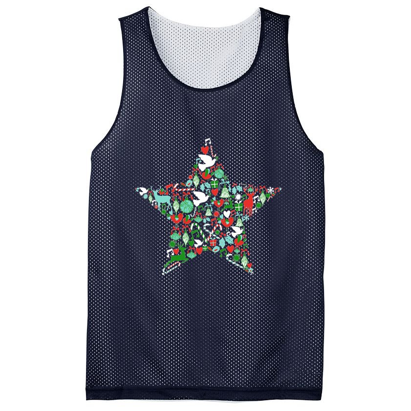 Festive Christmas Pattern Star Mesh Reversible Basketball Jersey Tank