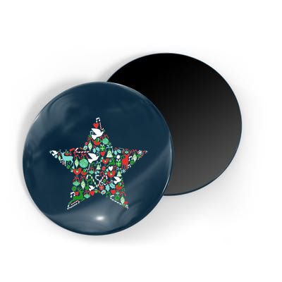 Festive Christmas Pattern Star Magnet