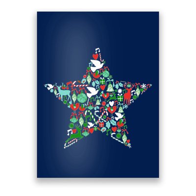Festive Christmas Pattern Star Poster
