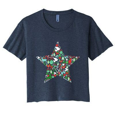 Festive Christmas Pattern Star Crop Top