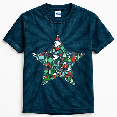 Festive Christmas Pattern Star Kids Tie-Dye T-Shirt