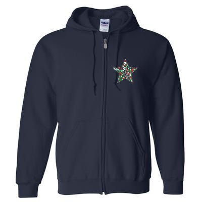 Festive Christmas Pattern Star Full Zip Hoodie