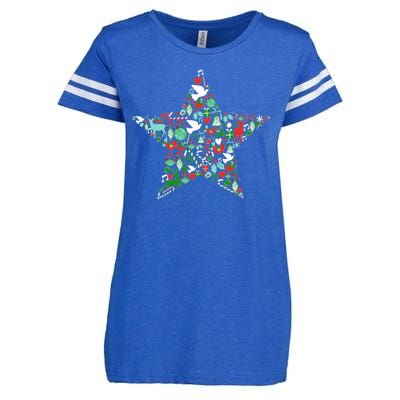 Festive Christmas Pattern Star Enza Ladies Jersey Football T-Shirt