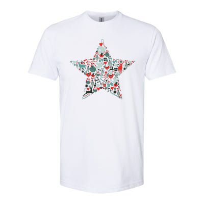 Festive Christmas Pattern Star Softstyle® CVC T-Shirt