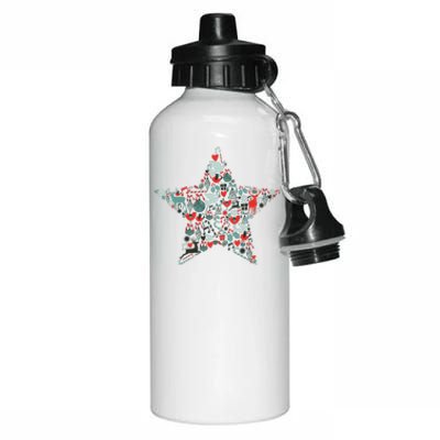 Festive Christmas Pattern Star Aluminum Water Bottle