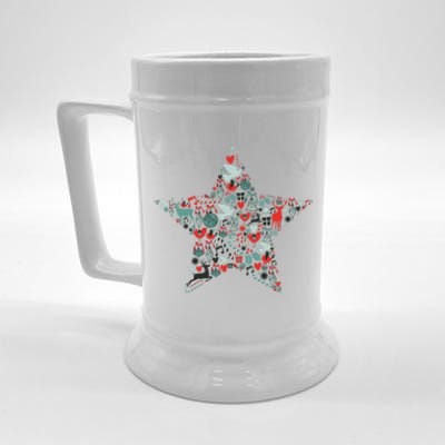 Festive Christmas Pattern Star Beer Stein