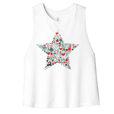 Festive Christmas Pattern Star Women's Racerback Cropped Tank