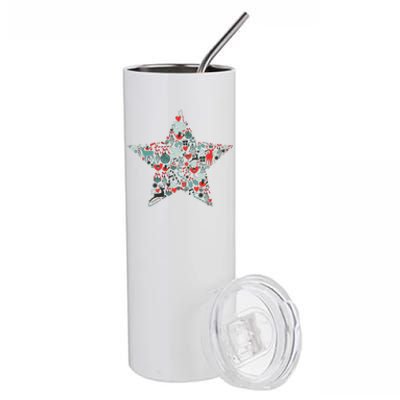 Festive Christmas Pattern Star Stainless Steel Tumbler