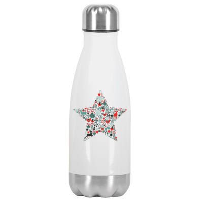 Festive Christmas Pattern Star Stainless Steel Insulated Water Bottle