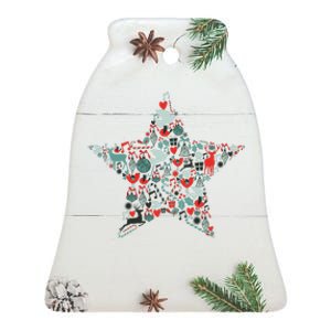 Festive Christmas Pattern Star Ceramic Bell Ornament