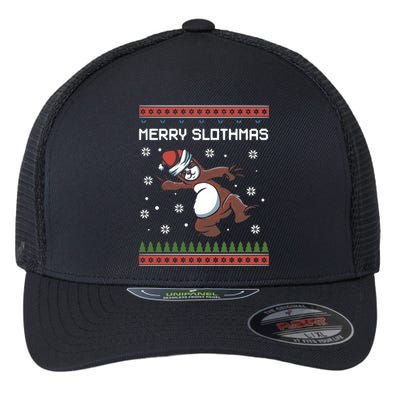 Funny Costume Pj Christmas Merry Slothmas Ugly Xmas Cool Gift Flexfit Unipanel Trucker Cap