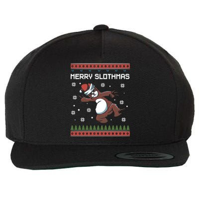 Funny Costume Pj Christmas Merry Slothmas Ugly Xmas Cool Gift Wool Snapback Cap