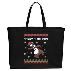 Funny Costume Pj Christmas Merry Slothmas Ugly Xmas Cool Gift Cotton Canvas Jumbo Tote